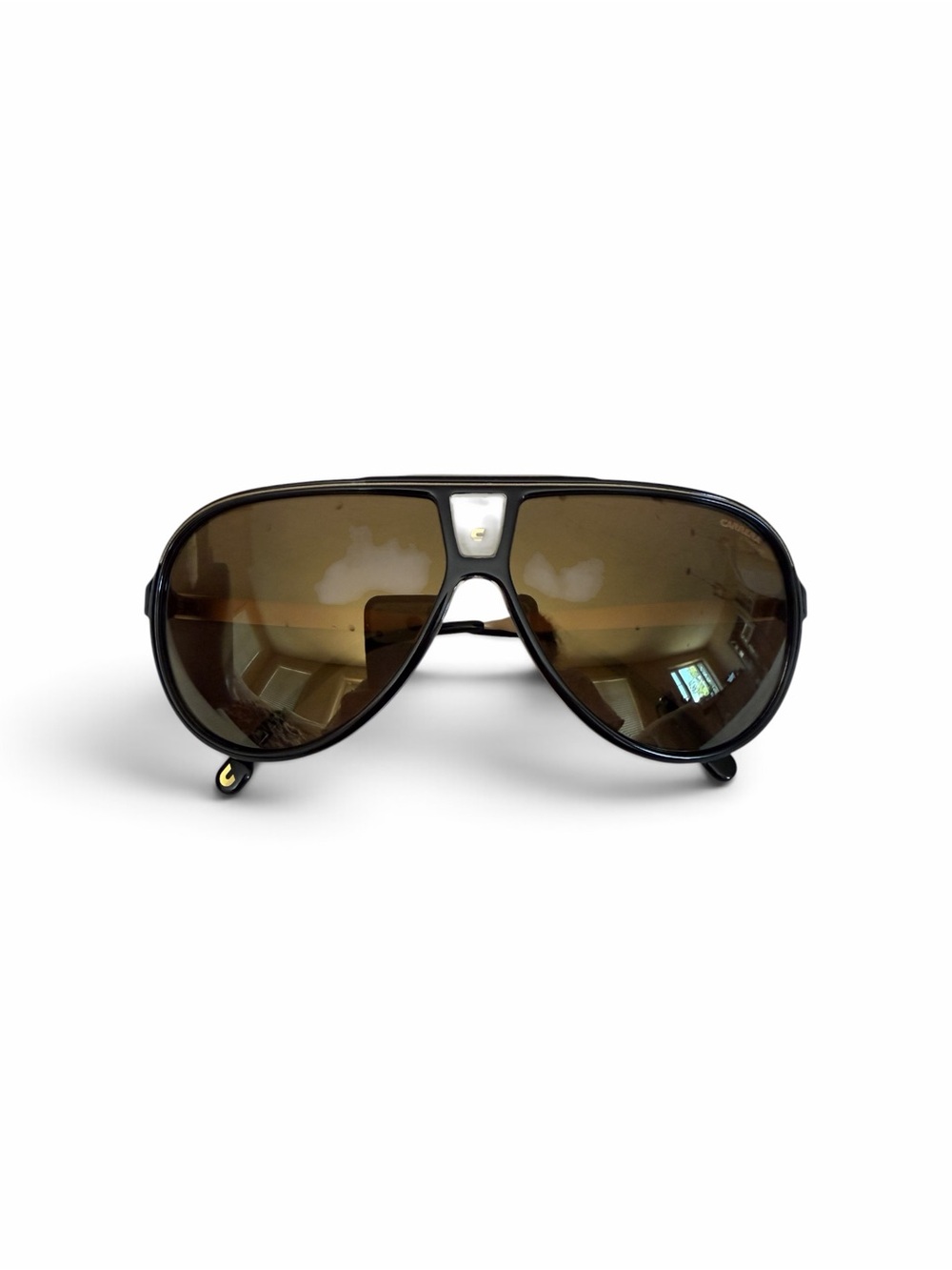 Carrera Aviator Sunglasses Black Gold accents & Bronze lenses